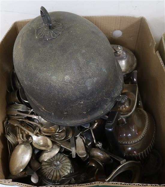 A box of sundry plated wares